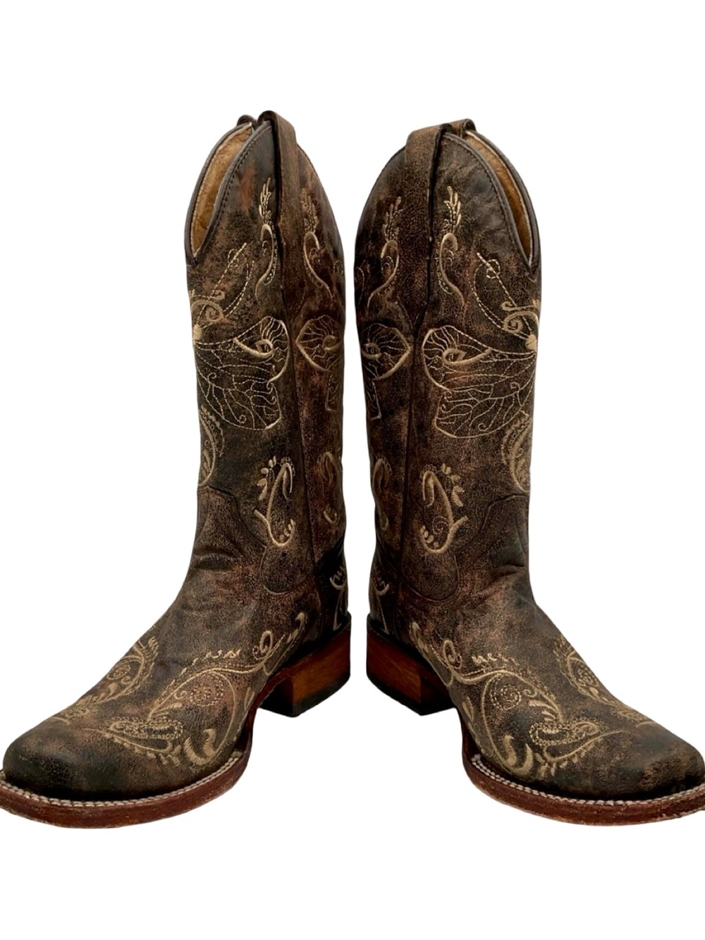 Corral Circle G Distressed Embroidered Western Boots 5 1/2